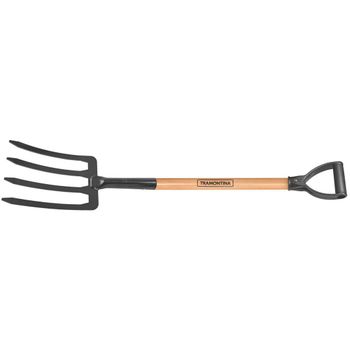 Forcado para Terra com 4 Dentes em Aço com Cabo de Madeira 71cm - Tramontina