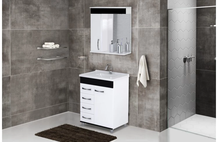 Kit Monaco Pe Reto 4 Gavetas 59,5cm Pr - Rorato