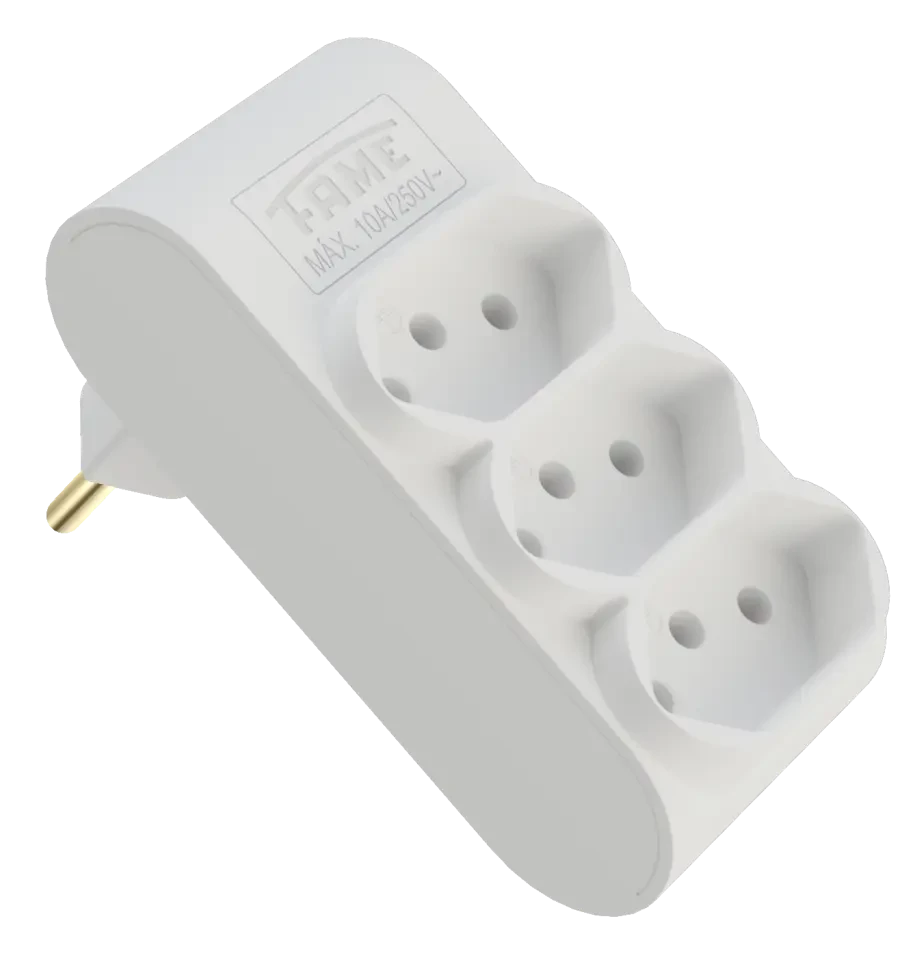 Plugue Multiplicador 2p+t 10a Branco - Fame