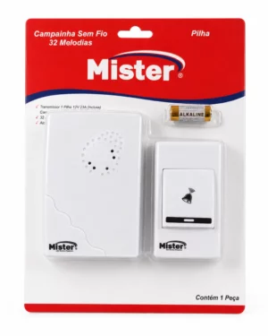 Campainha Sem Fio 32 Melodias com Receptor de Tomada - Mister