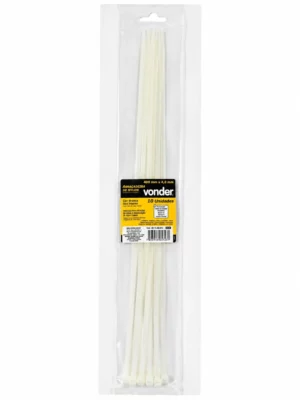 Abraçadeira de Nylon 4,8 × 400 Mm Branca com 10 Unidades - Vonder
