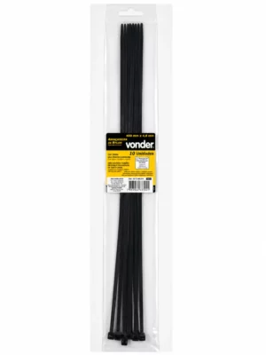 Abraçadeira de Nylon 4,8 × 400 Mm Preta com 10 Unidades - Vonder